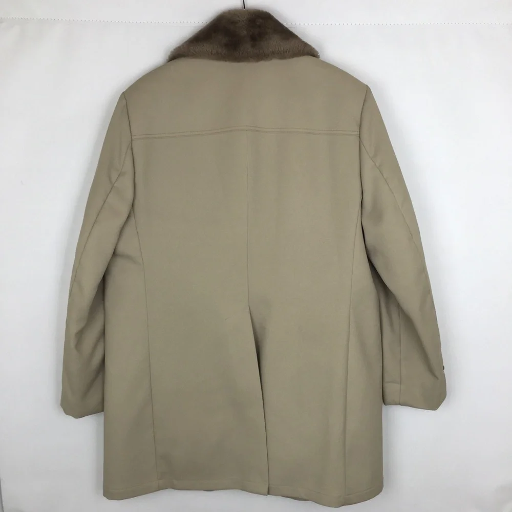 Vintage Faux Fur Trim Coat Jacket by Campus Studio One Beige Men’s Size 46 XL